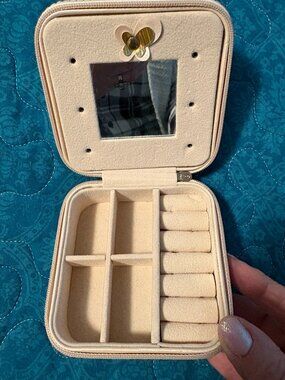 Blush Pink Small Jewelry Box w/Gold bicycle Accent